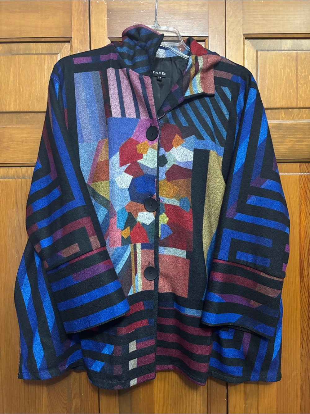 Damee Multicolor Geometric Button-Front Jacket